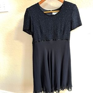 Adriana Papell little black beaded evening dress 2